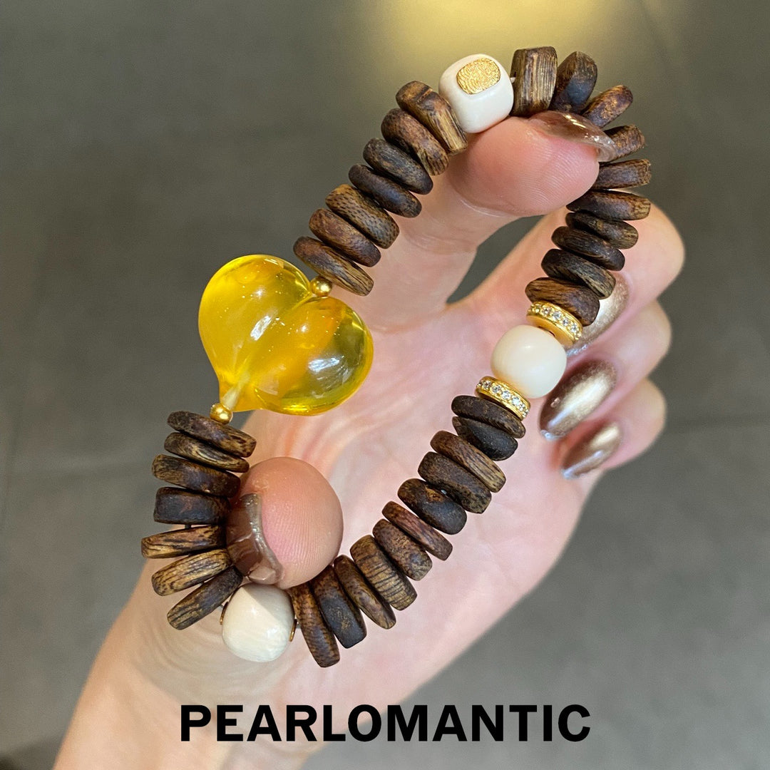 [Group-Buying Hand-carved Amber Heart & Ancient Forest Serenity Bracelet