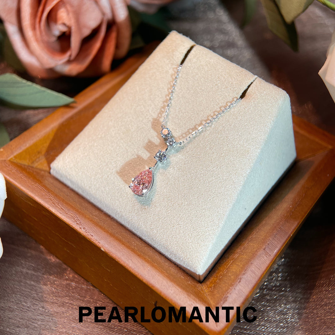 [Joyería Fina] Colgante Ajustable en Cascada Rosa de Diamantes Creados en Laboratorio con PT950