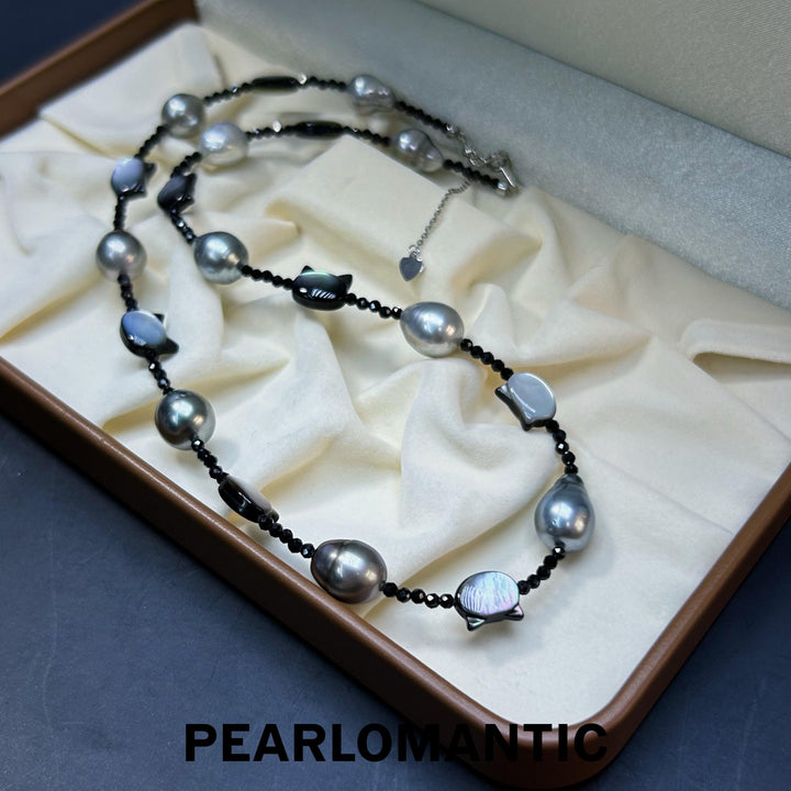[Designer's Choice] Tahitian Pearl Baroque 9-11mm & Kitty Shape MOP Necklace