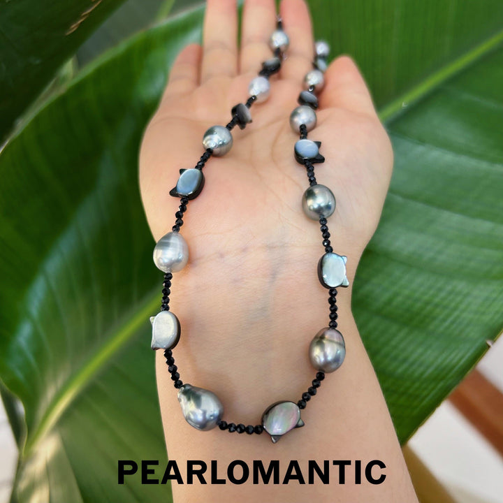 [Designer's Choice] Tahitian Pearl Baroque 9-11mm & Kitty Shape MOP Necklace
