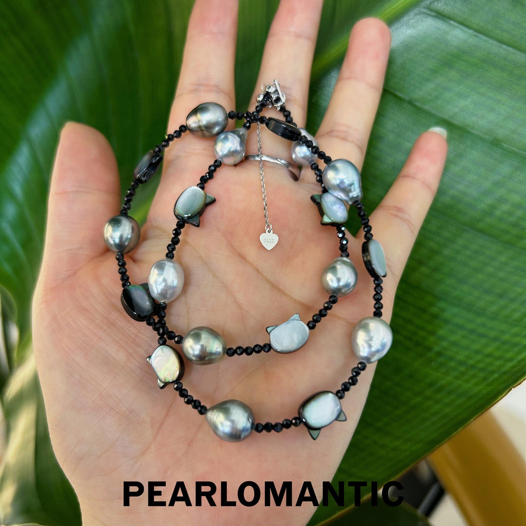 [Designer's Choice] Tahitian Pearl Baroque 9-11mm & Kitty Shape MOP Necklace