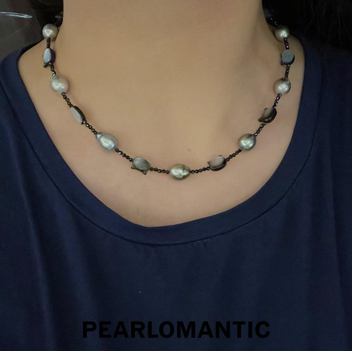 [Designer's Choice] Tahitian Pearl Baroque 9-11mm & Kitty Shape MOP Necklace