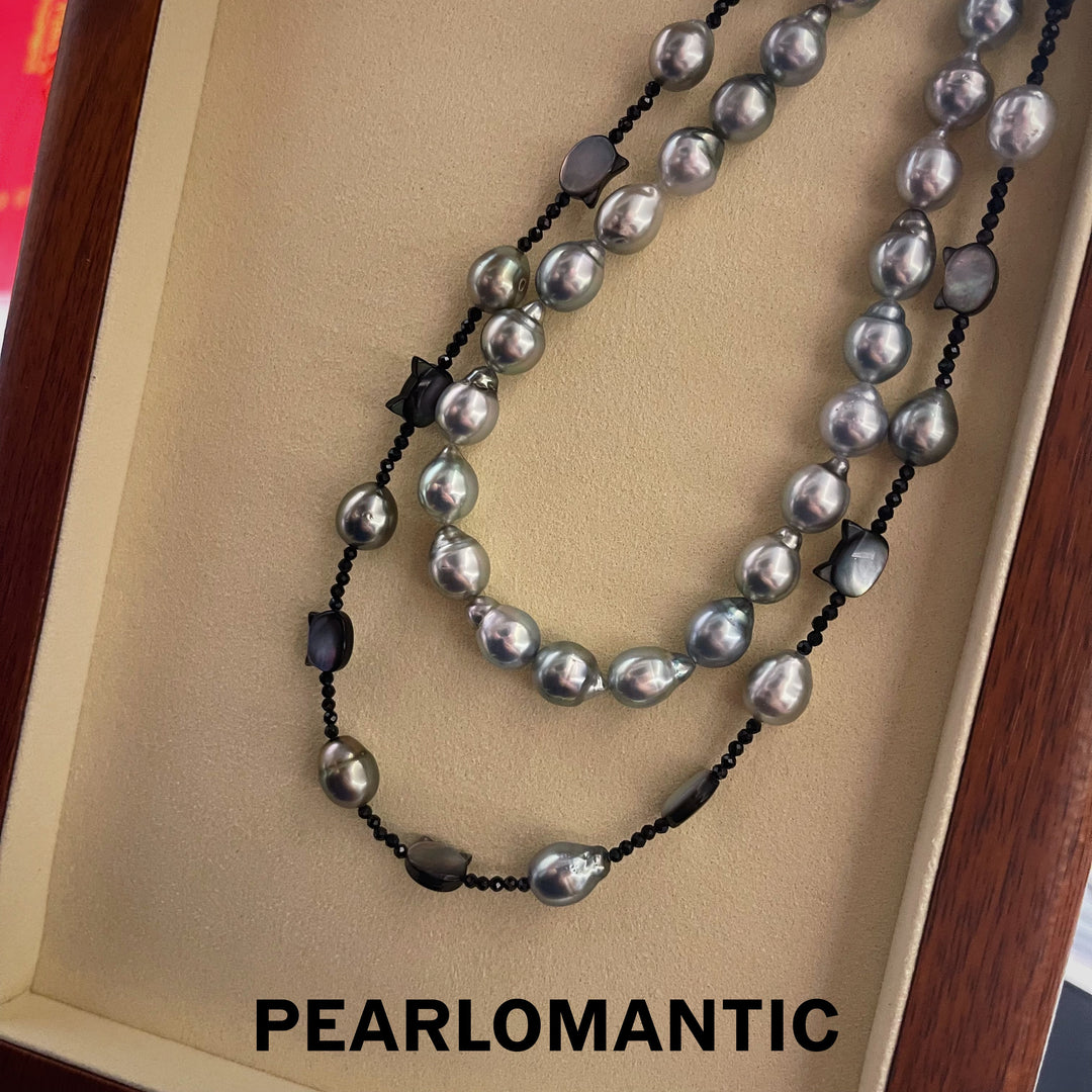[Designer's Choice] Tahitian Pearl Baroque 9-11mm & Kitty Shape MOP Necklace