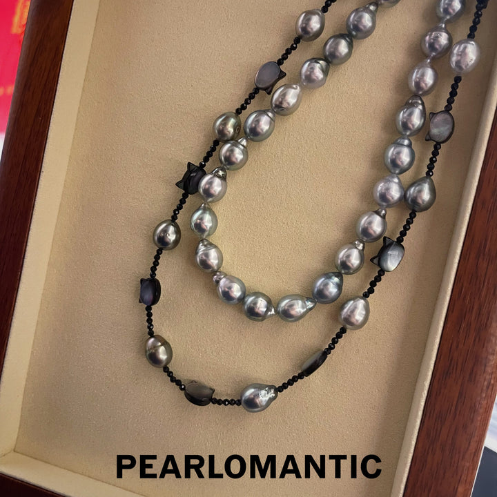 [Designer's Choice] Tahitian Pearl Baroque 9-11mm & Kitty Shape MOP Necklace