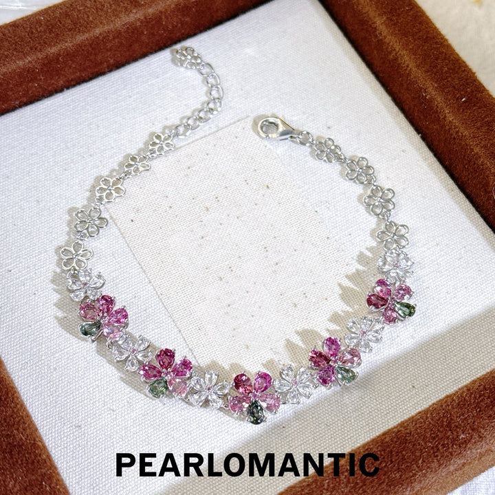 [Designer’s Choice] Candy Bloom Natural Pink Tourmaline Floral Bracelet 3.8ct