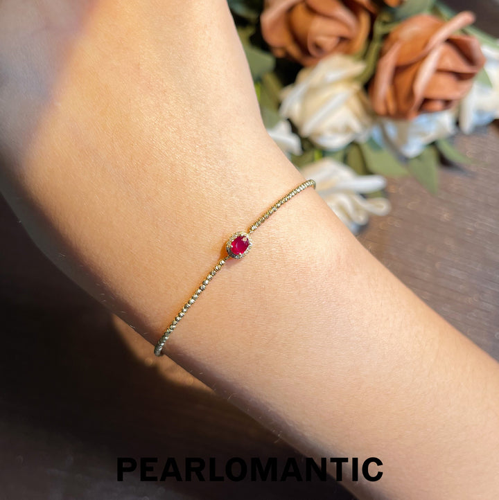 [Fine Jewelry] 18k Gold & Ruby 0.25ct Pigeon Blood Red Bracelets Classic