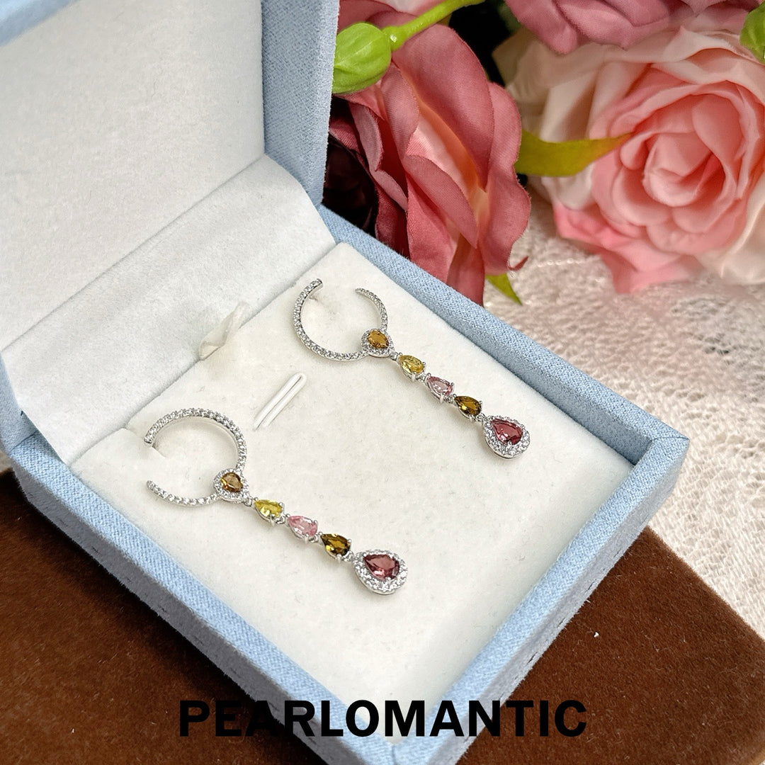 [Designer’s Choice] Candy Bloom Natural Tourmaline Dangle Earrings 2.3ct S925 Gold
