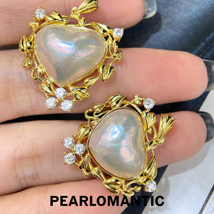 [Designer's Choice] Saltwater Mabe Pearl Heart Shape 17-18mm Rare Size Pendants