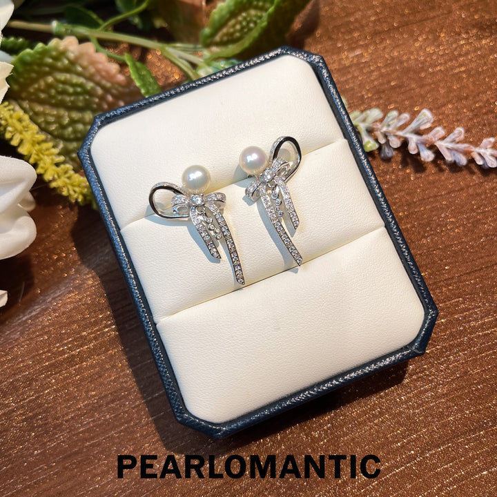 [Everyday Essential] Freshwater Pearl 6-7mm Bowtie Earring Studs w/ S925