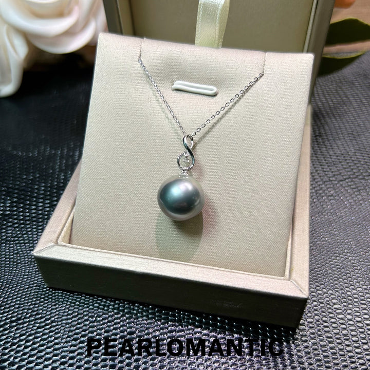 [Fine Jewelry] Infinity Charm Exquisite 18K Gold &amp; Diamond Black Pearl Pendant