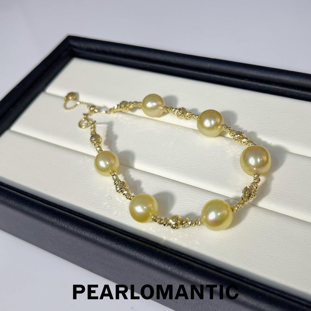 [Fine Jewelry] South Sea Golden Pearl 8-10mm Spaced Bracelet w/ 18k Gold