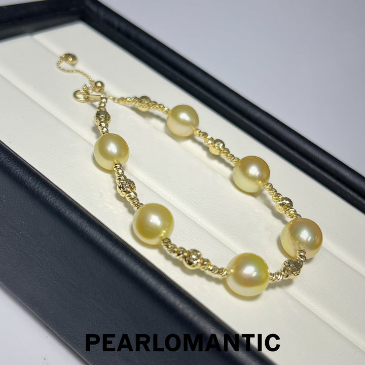 [Fine Jewelry] South Sea Golden Pearl 8-10mm Spaced Bracelet w/ 18k Gold