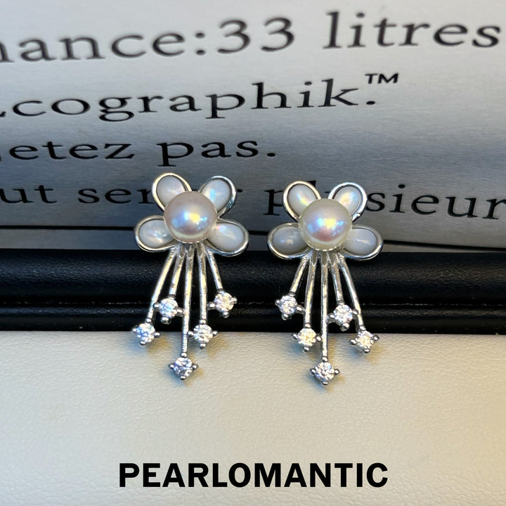 [Everyday Essential] Freshwater Pearl 6-7mm & MOP Meteor Earrings w/ S925