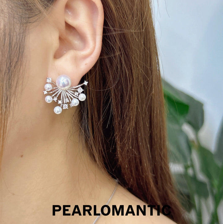 [Designer's Choice] Freshwater Pearl Multi-sizes Luna Bloom Modular Earring Studs w/ S925 - Excluded