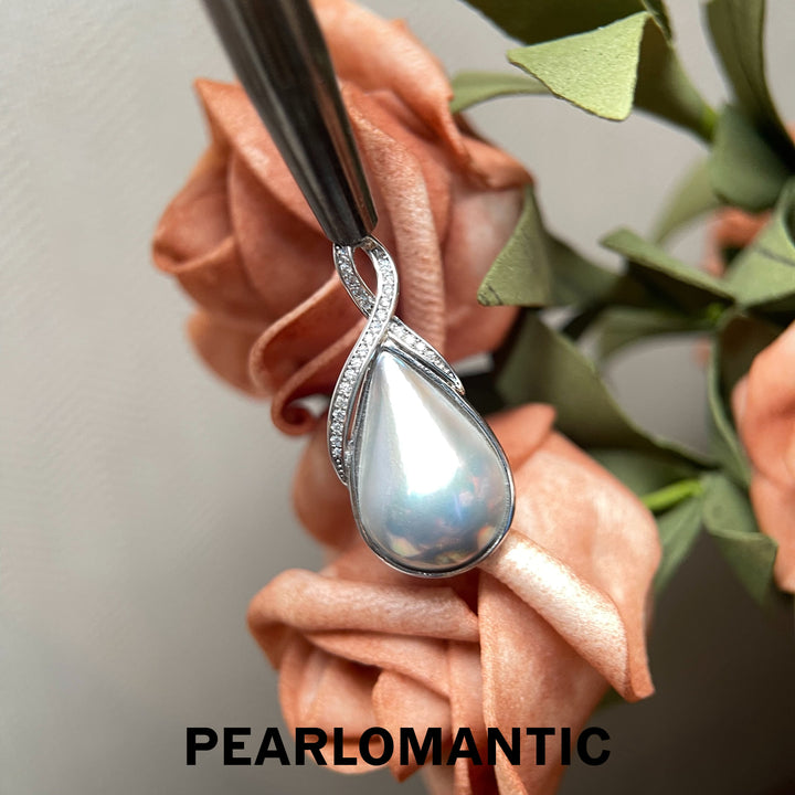 [618 Sale] Teardrop Mabe Pearl Twist Bail Pendant w/ S925 Silver