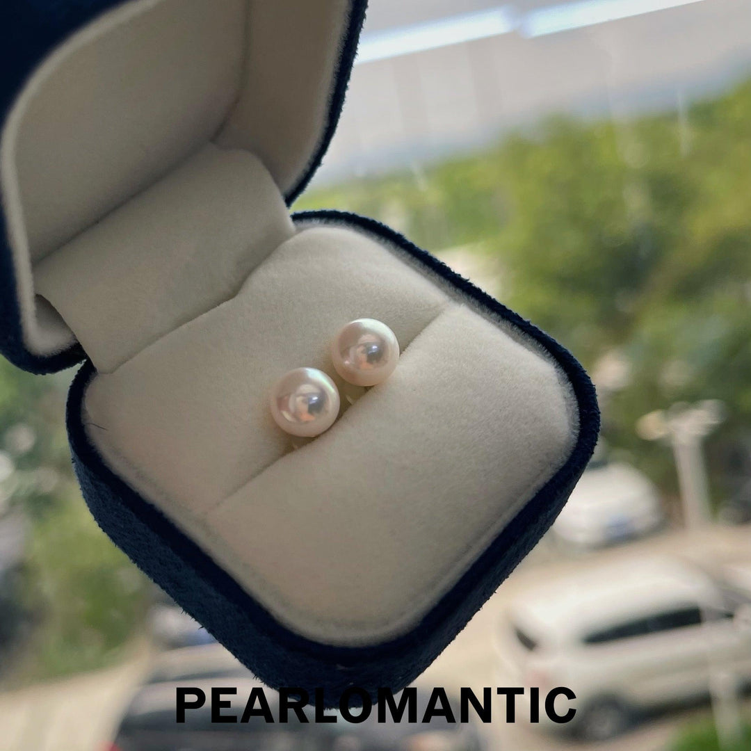 [Fine Jewelry] Hanadama Mirror-Like Akoya 7.5-8mm Classic Earring Stud w/ 18k Gold
