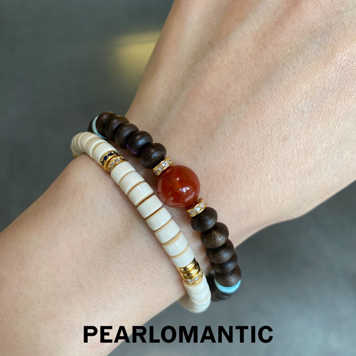 [设计师臻选] 大地沉静发光沉香绿松石手工手链