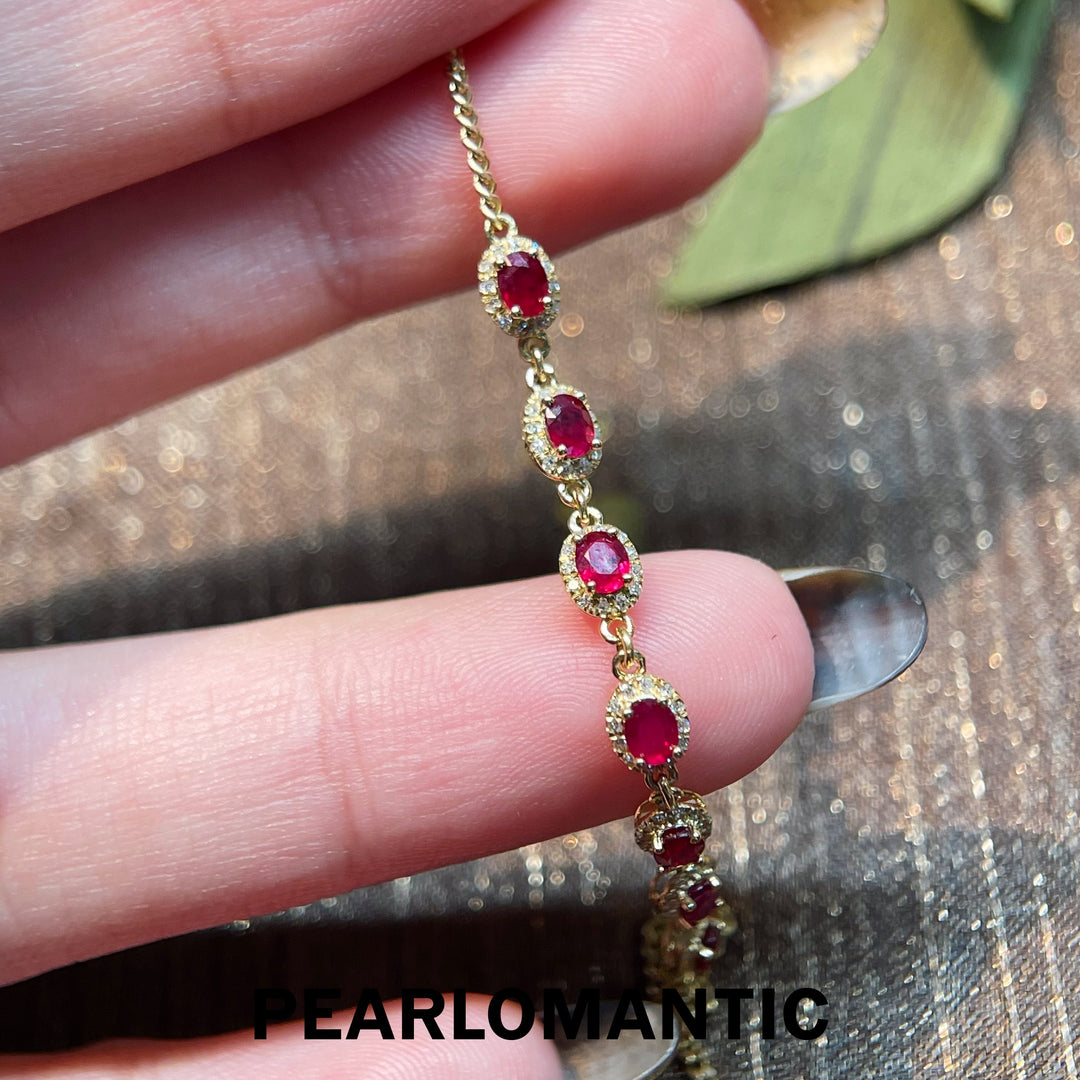 [Fine Jewelry] 18k Gold & Ruby & Diamonds Crimson Blaze Gold Bracelets