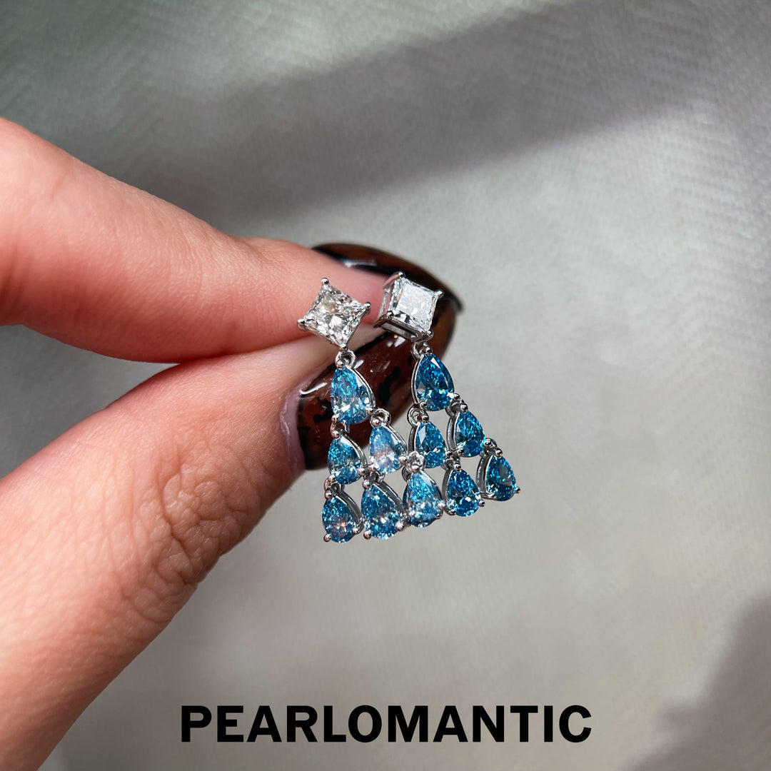 [Fine Jewelry] Lab-Grown Diamonds Blue Mirage Chandelier Earrings w/ PT900