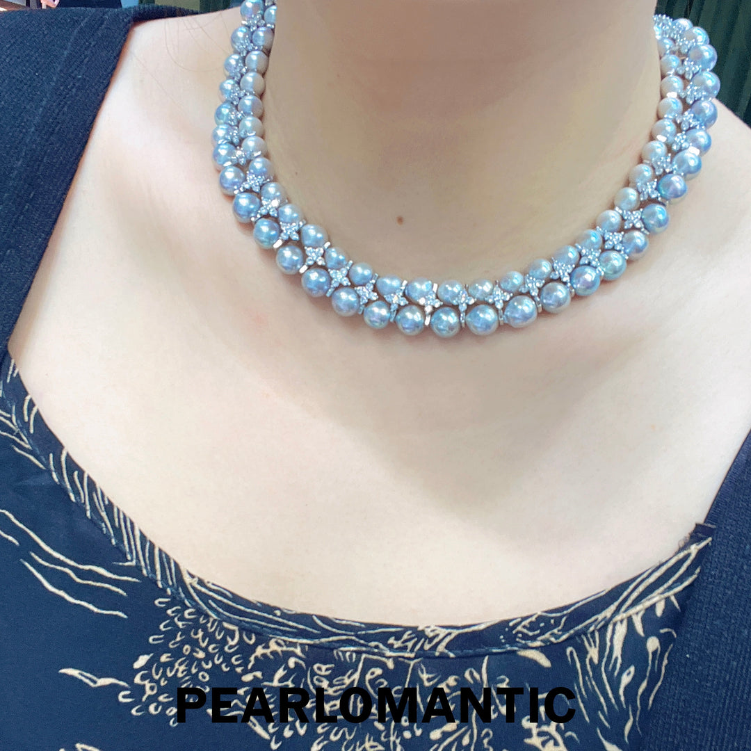 [Designer's Choice] Akoya Grace Double-Strand Pearl Necklace with Bowtie Clasp