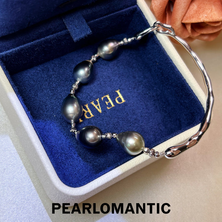 [Designer’s Choice] Tahitian Baroque Pearl 9–10mm S925 Silver Open Cuff Bracelet