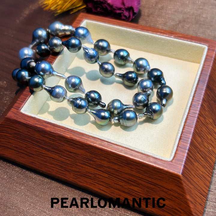 [Designer's Choice] Tahitian Black Pearl 9-10mm Fish-tail Baroque Necklace w/ S925 Silver