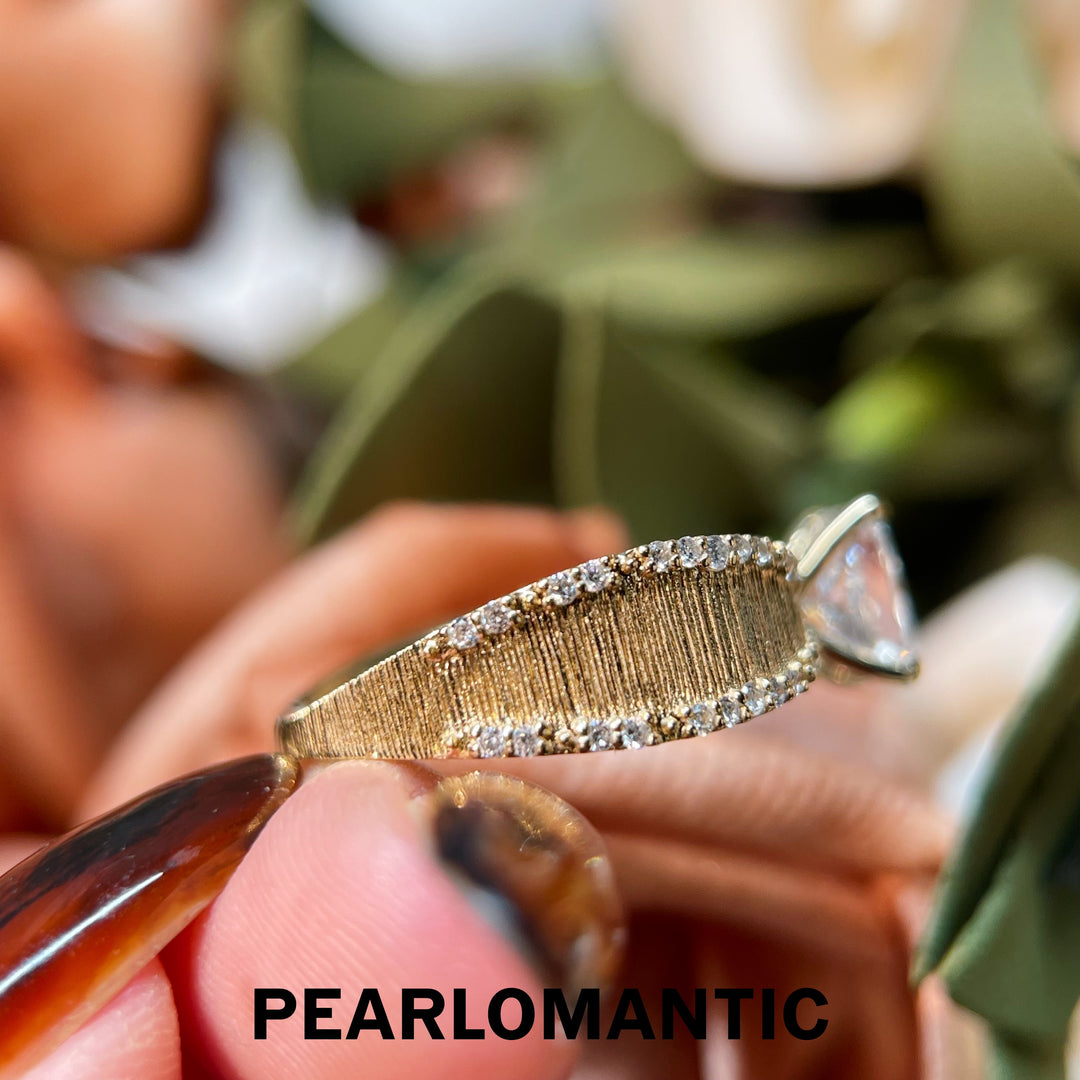 [Fine Jewelry] Buccellati-Style 18K Gold Ring with 1.03ct Radiant Lab Diamond US Size 7