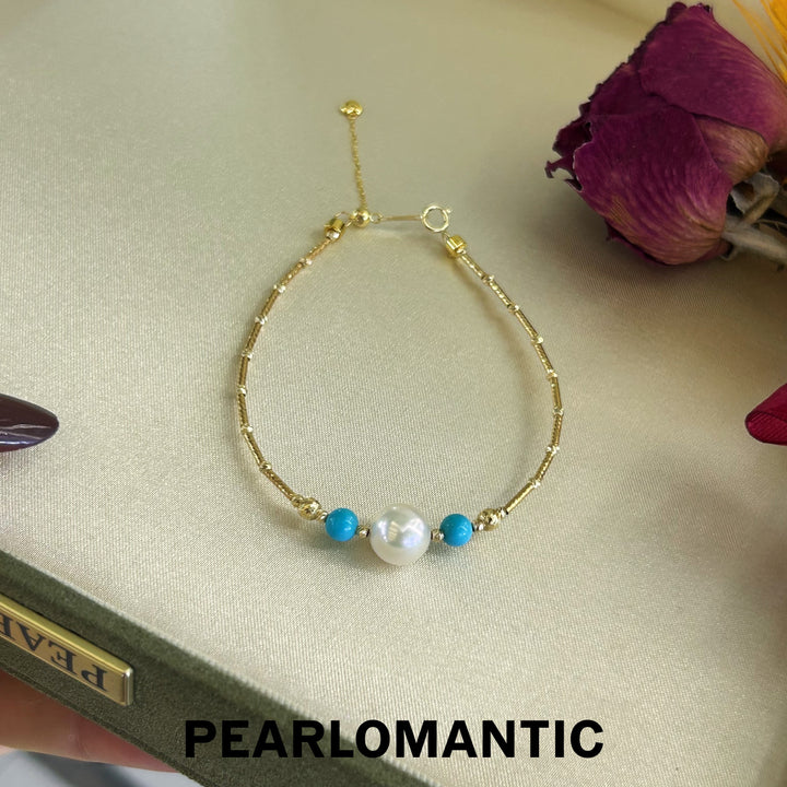 [Fine Jewelry] 18k Gold & Turquoise & Akoya Pearl 8-8.5mm Island Breeze Bracelets