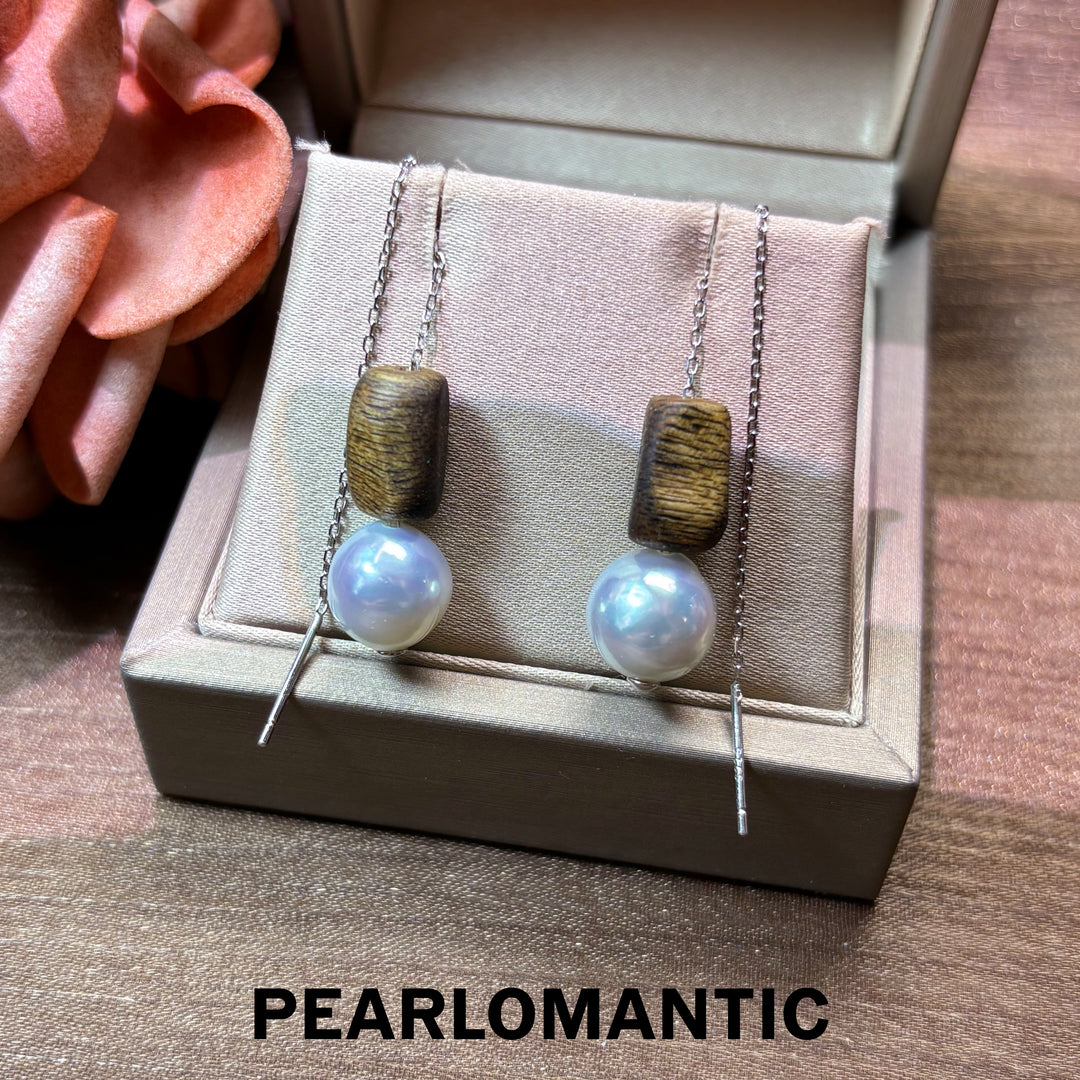[Fine Jewelry] Akoya Madama Baroque Pearl Agarwood Convertible Threader Earrings