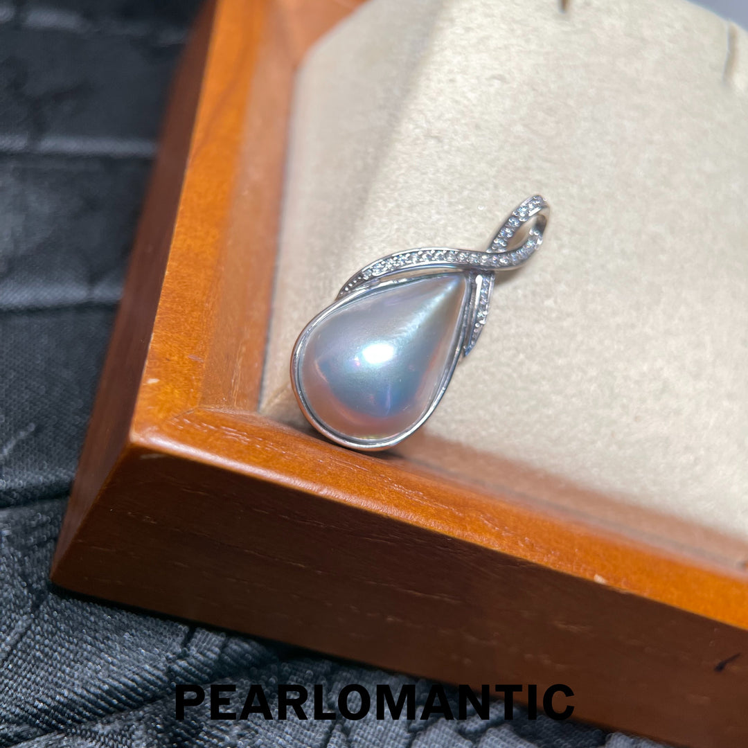 [618 Sale] Teardrop Mabe Pearl Twist Bail Pendant w/ S925 Silver