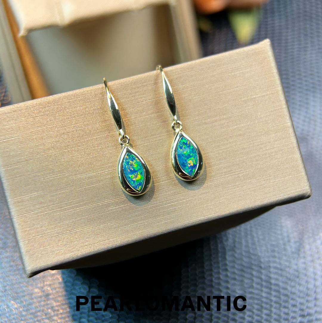[Fine Jewelry] 14k Gold Australian Opal Pearl Shape Deep Sea Echo Earrings