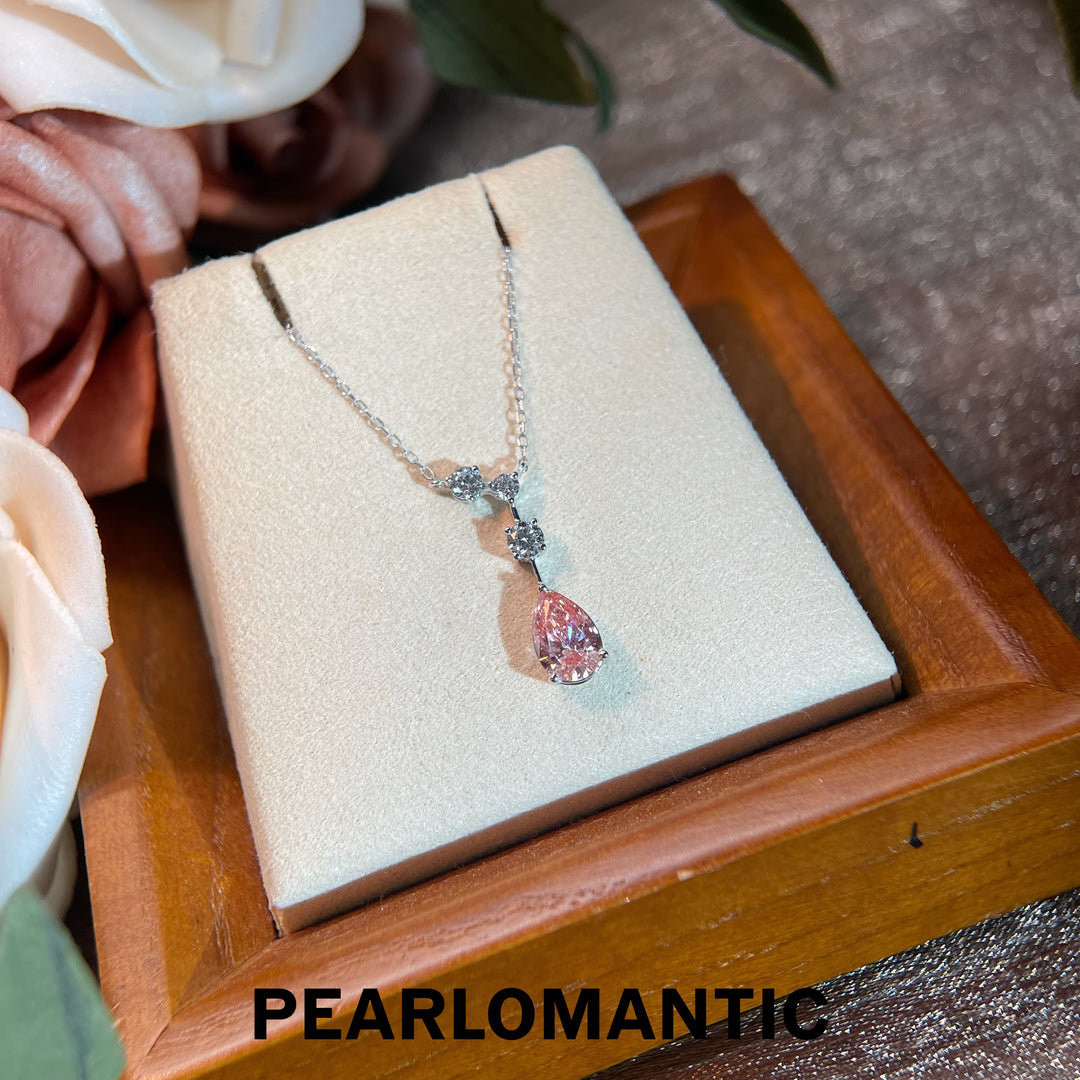 [Joyería Fina] Colgante Ajustable en Cascada Rosa de Diamantes Creados en Laboratorio con PT950