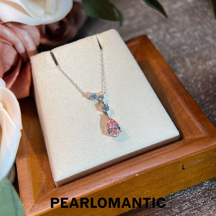 [Joyería Fina] Colgante Ajustable en Cascada Rosa de Diamantes Creados en Laboratorio con PT950