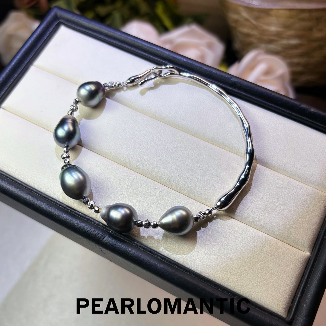 [Designer’s Choice] Tahitian Baroque Pearl 9–10mm S925 Silver Open Cuff Bracelet
