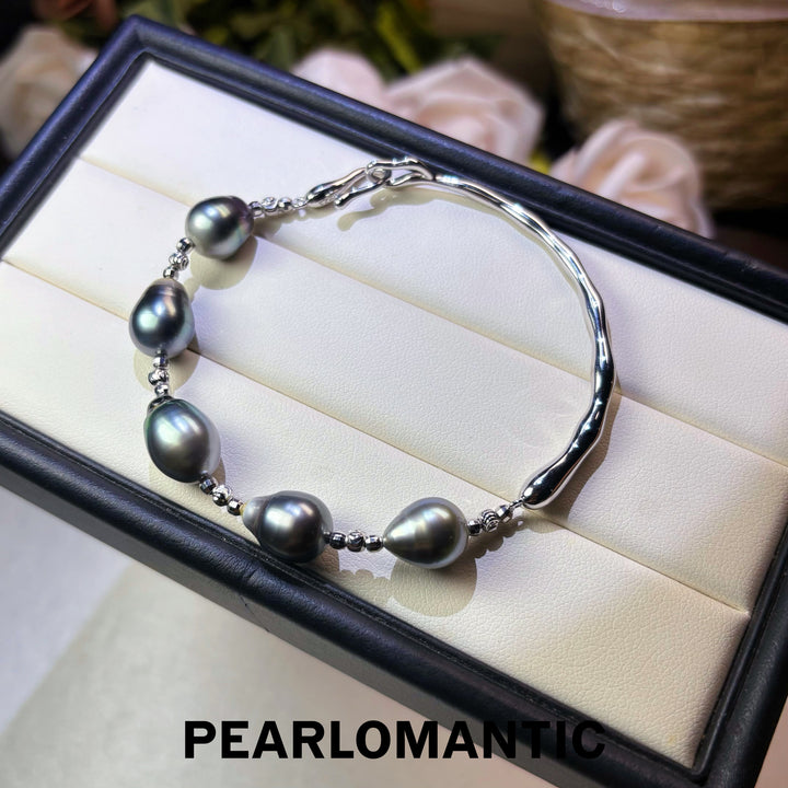 [Designer’s Choice] Tahitian Baroque Pearl 9–10mm S925 Silver Open Cuff Bracelet