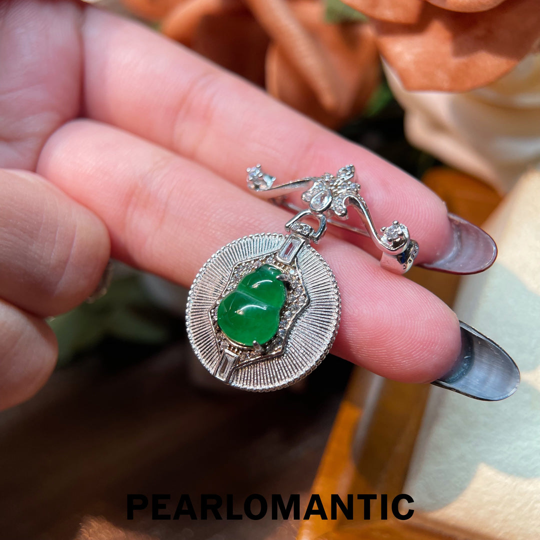 [Designer's Choice] Jade & S925 Silver Green Hulu Radiance Chalcedony Brooches