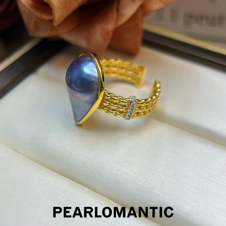 [Designer's Choice] Saltwater Mabe Pearl 12-14mm Pear Shape Adjustable Rings