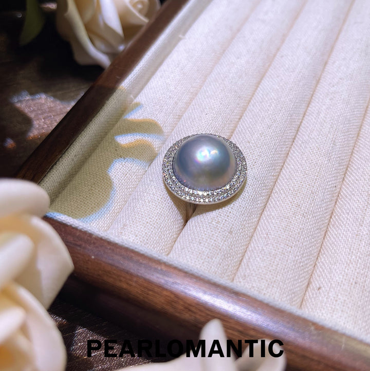 [Designer's Choice] Mabe Pearl & S925 Silver Platinum Gray Adjustable Rings