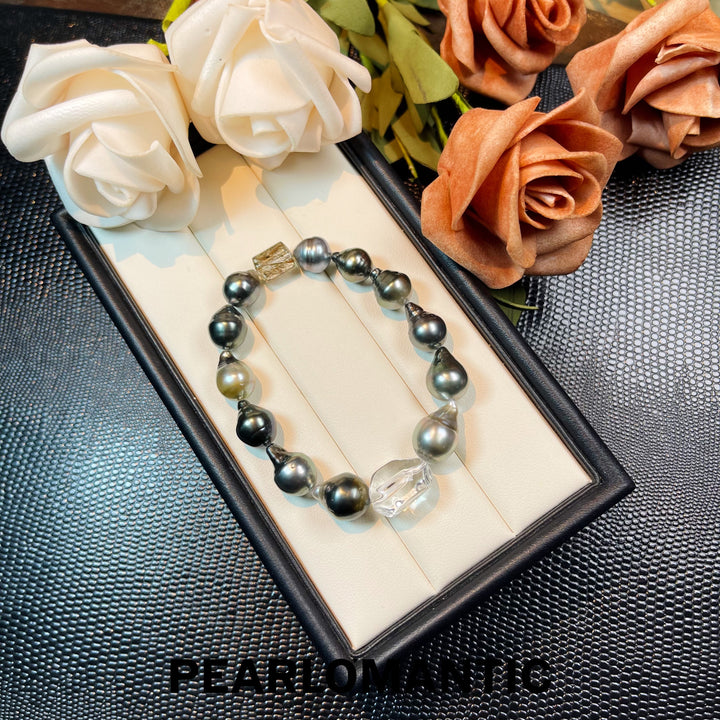 [Designer's Choice] Tahitian Black Pearl & Natural Crystal Urban Shadow Bracelets
