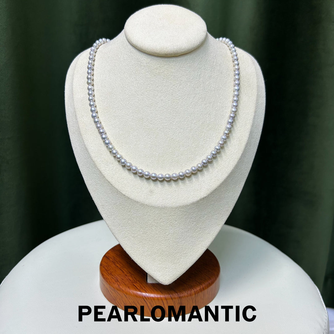 [Fine Jewelry] Akoya Pearl 4.5-5mm Silver Blue Color Baby Pearl Necklace w/ 18k Gold Tail Chain