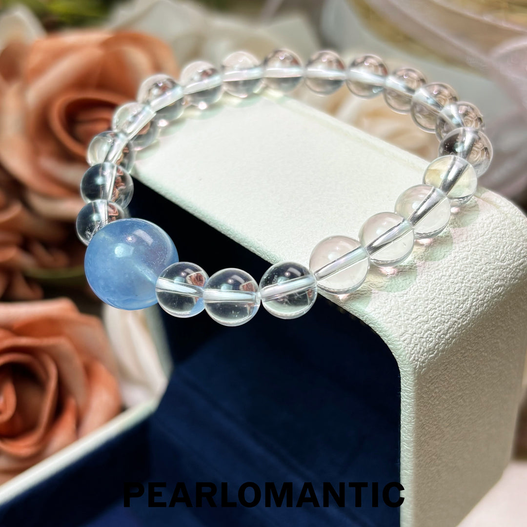 [Designer’s Choice] Aqua Balance 14mm Aquamarine &amp; 8mm Clear Quartz Bracelet