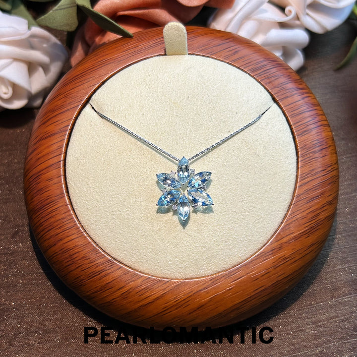 [Fine Jewelry] Frozen Bloom – Natural Aquamarine & Diamond Floral Pendants