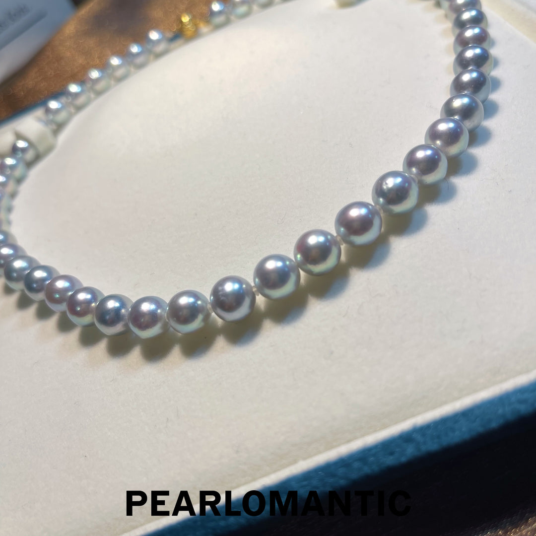 [Fine Jewelry] 18k Gold & Akoya Silver Blue Color Pearl 8.5-9mm Classic Size Necklaces