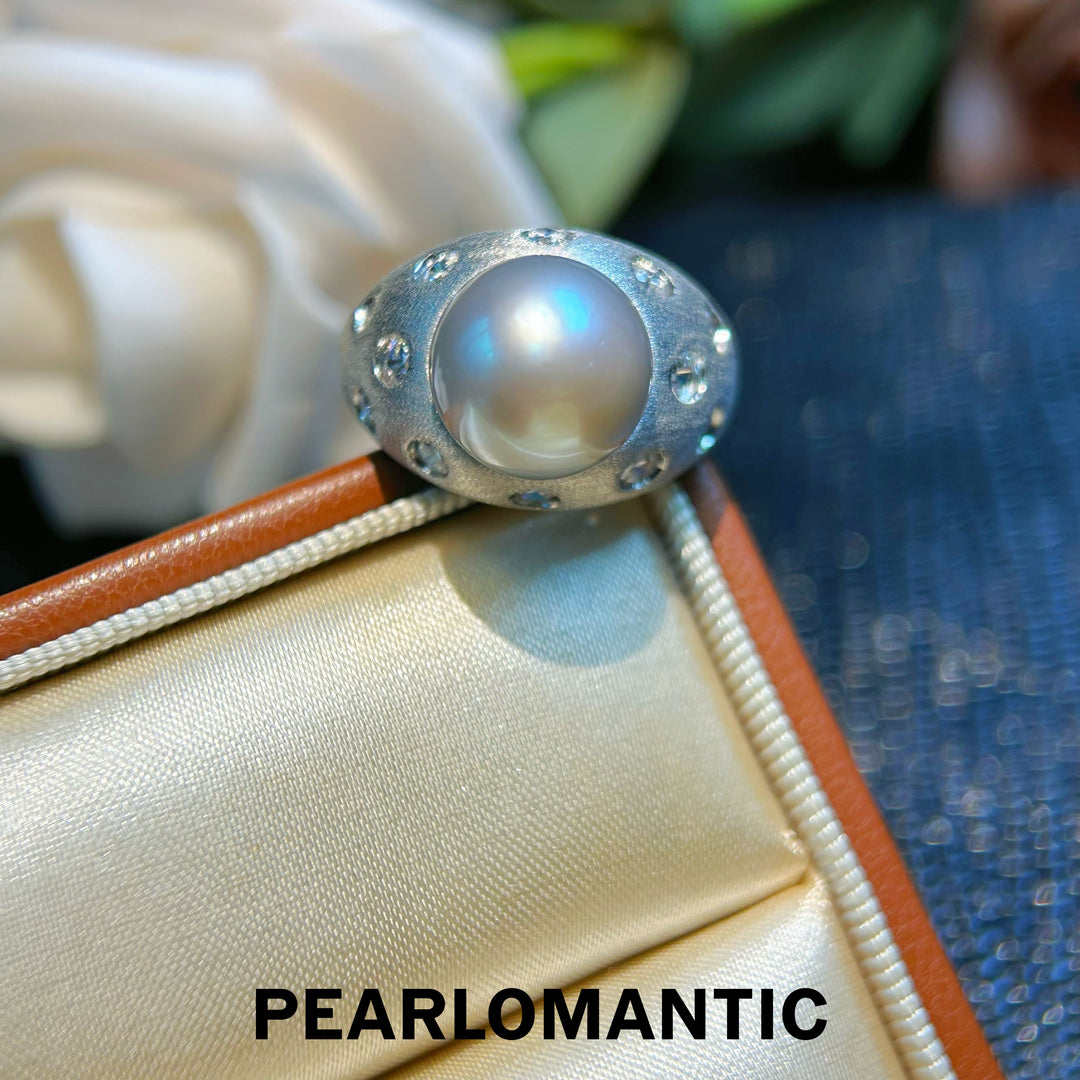 [Designer's Choice] Platinum-Grey Tahitian Pearl Buccellati-Style Ring