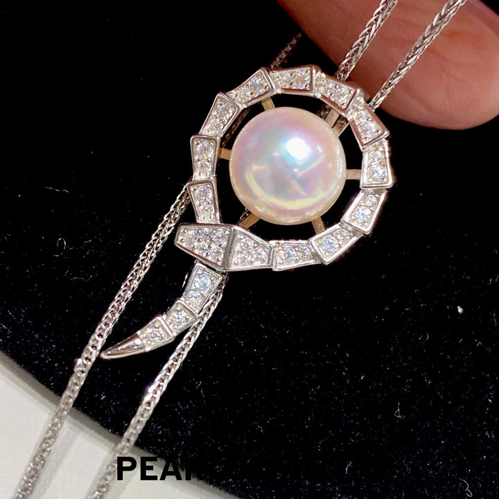 [Designer's Choice] Akoya Pearl White Pinky Tone Snake Design Pendants