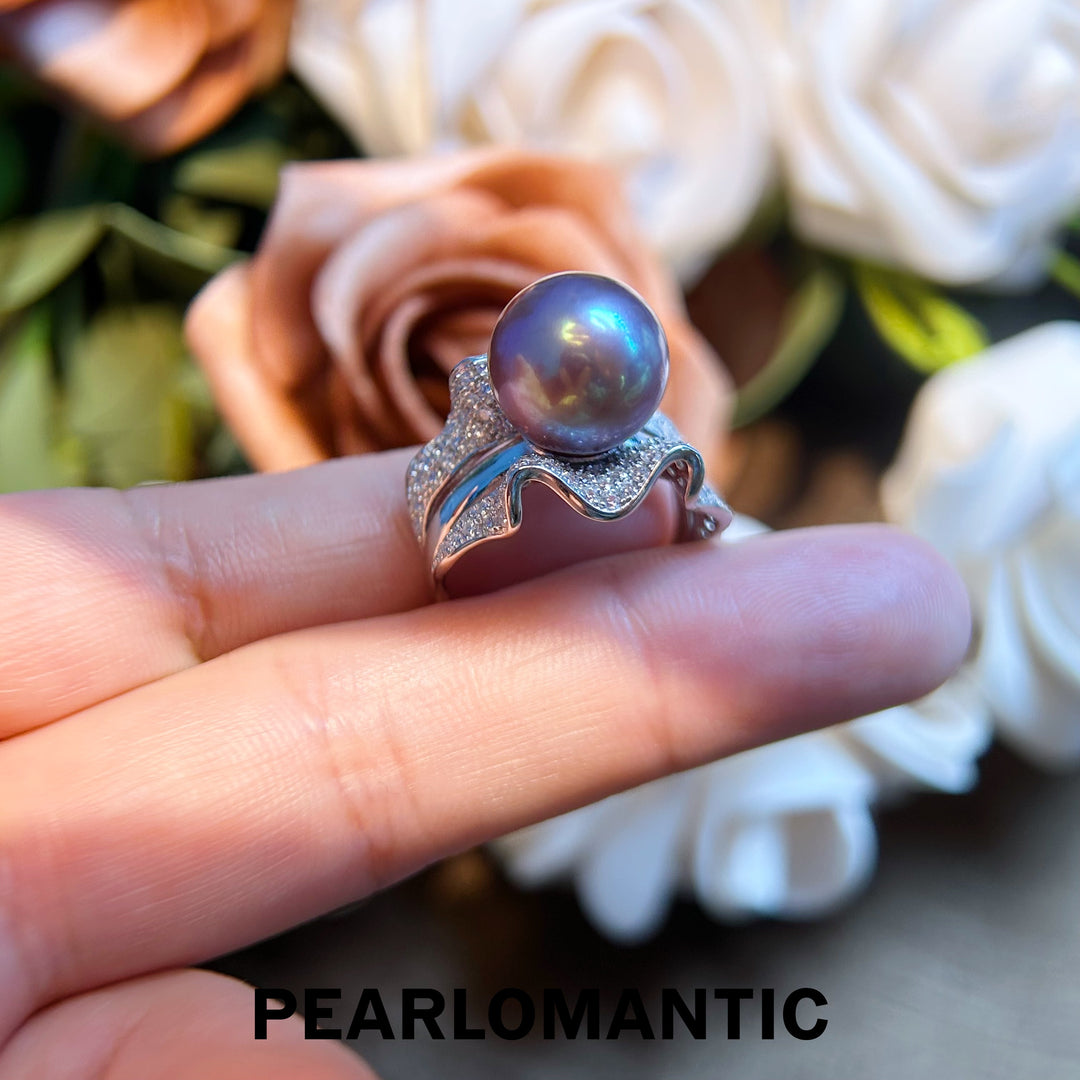 [Designer's Choice] Freshwater Purple Pearl Lavender Glow S925 Silver Adjustable Ring