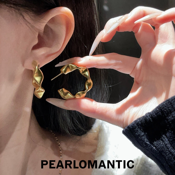 [Designer's Choice] Italy Made - S925 Silver w/ Gold Plated Dune Silhouette Earrings