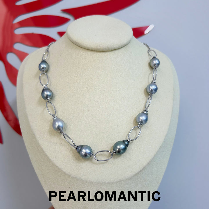 [Designer's Choice] Tahitian Pearl Baroque 9-11mm Platinum Gray Sweater Adjustable Chain