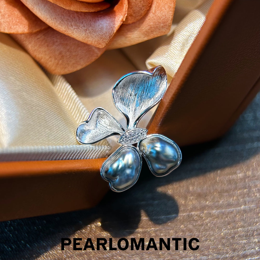 [Designer's Choice] Tahitian Black Pearl Keshi Mirage Butterfly Pendants w/ S925 Silver