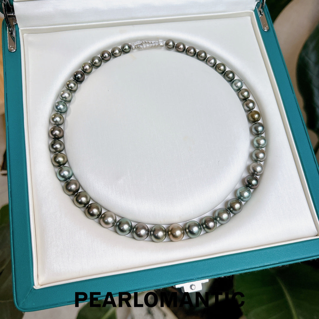 [Fine Jewelry] Tahitian Black Pearl Elegant Muted Classic Strand with Silver Clasp